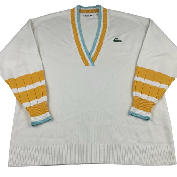 Lacoste Women's Low V-Neck Loose Fit Sweater, Size L - Picture 1 of 11